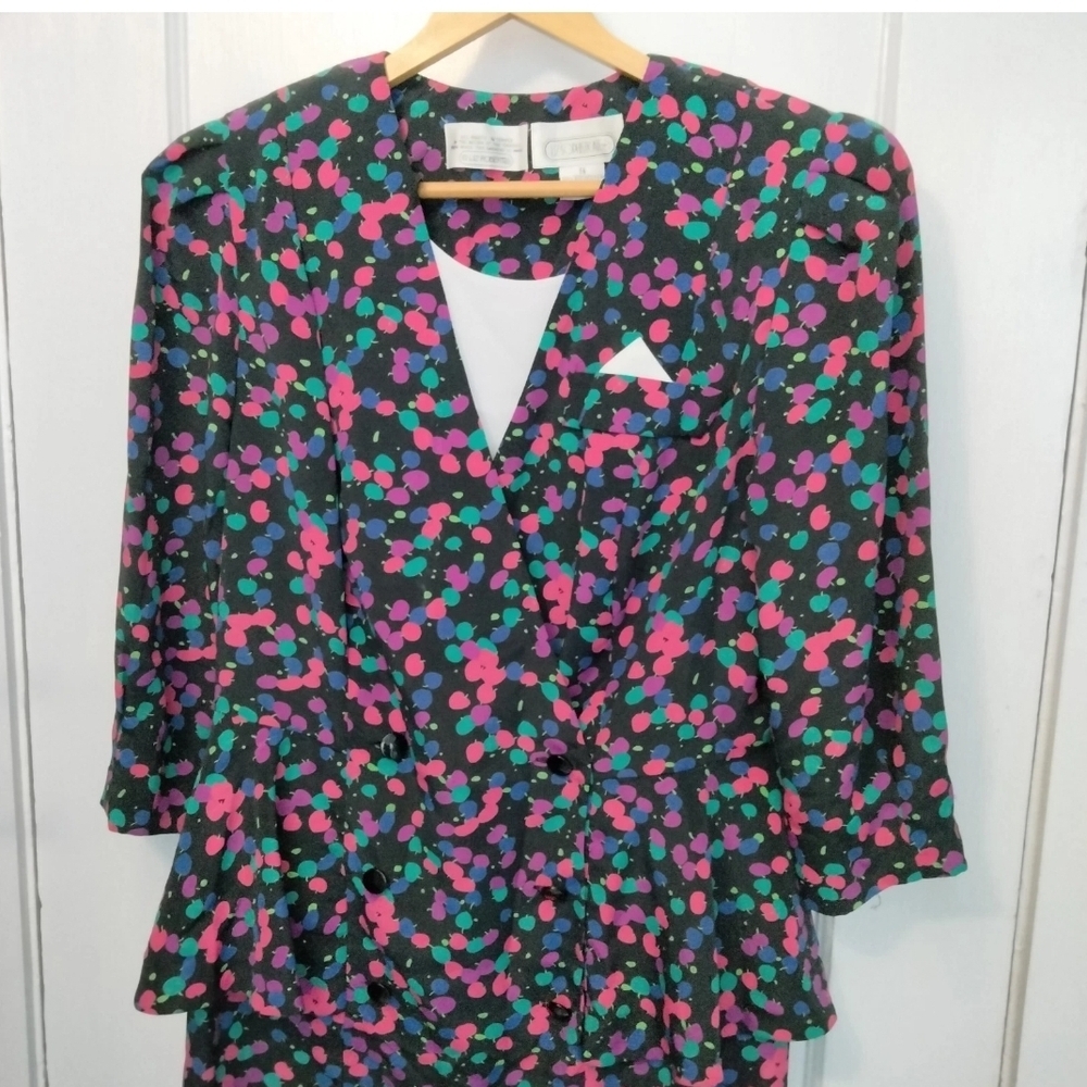 VTG 80s 90s Liz Roberts Wrap Bodice Peplum Career Secretary Dress Size 14 Belted